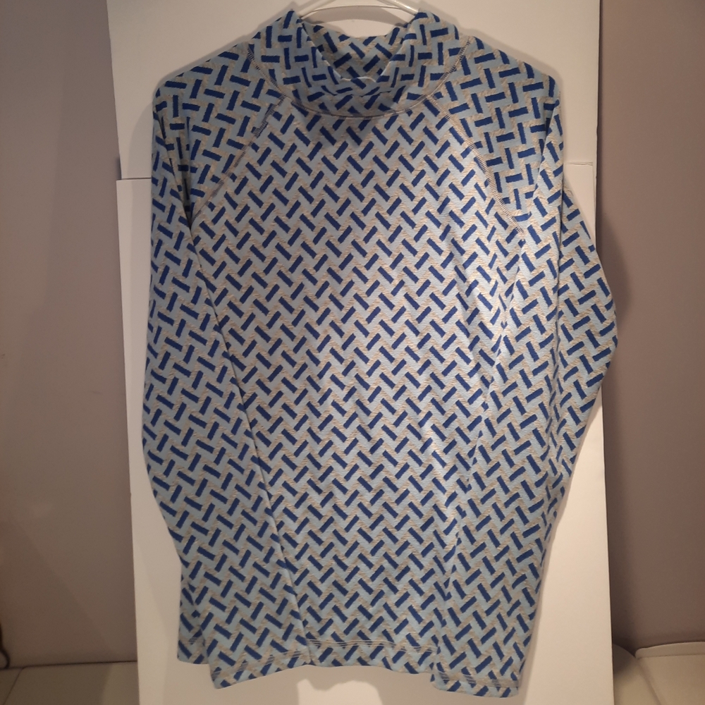 Liz Claiborne Women's Long Sleeve Shirt - Blue and White Pattern